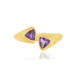Bague or jaune 375 améthystes taille troidia