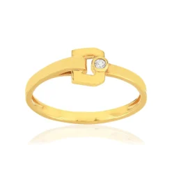 Bague or 750 jaune boucle et diamant