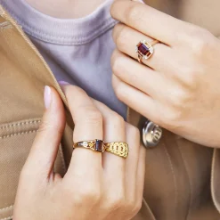 Bague or jaune 375 chaîne