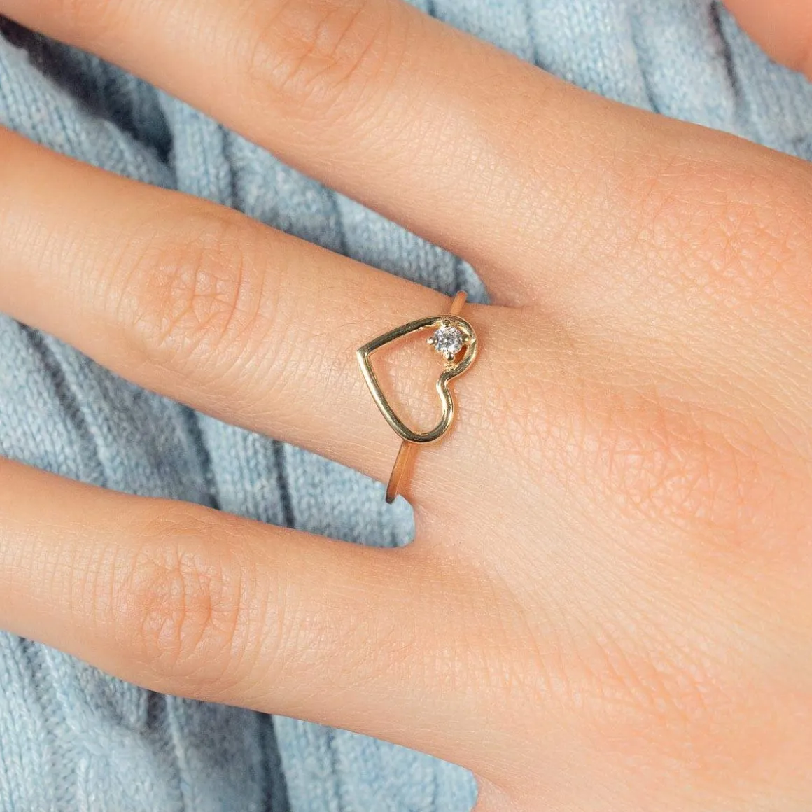 Bague or 375 jaune coeur zirconia