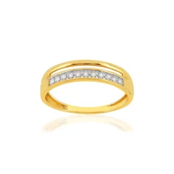 Bague or 375 jaune diamants
