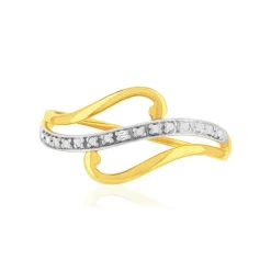 Bague or 375 jaune diamants