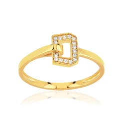 Bague or 750 jaune et boucle diamants