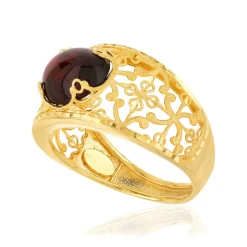 Bague or jaune 375 filigrane grenat