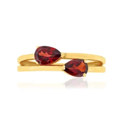 Bague or 375 jaune 2 grenats