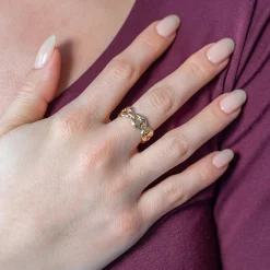 Bague or 375 jaune maille grain de café