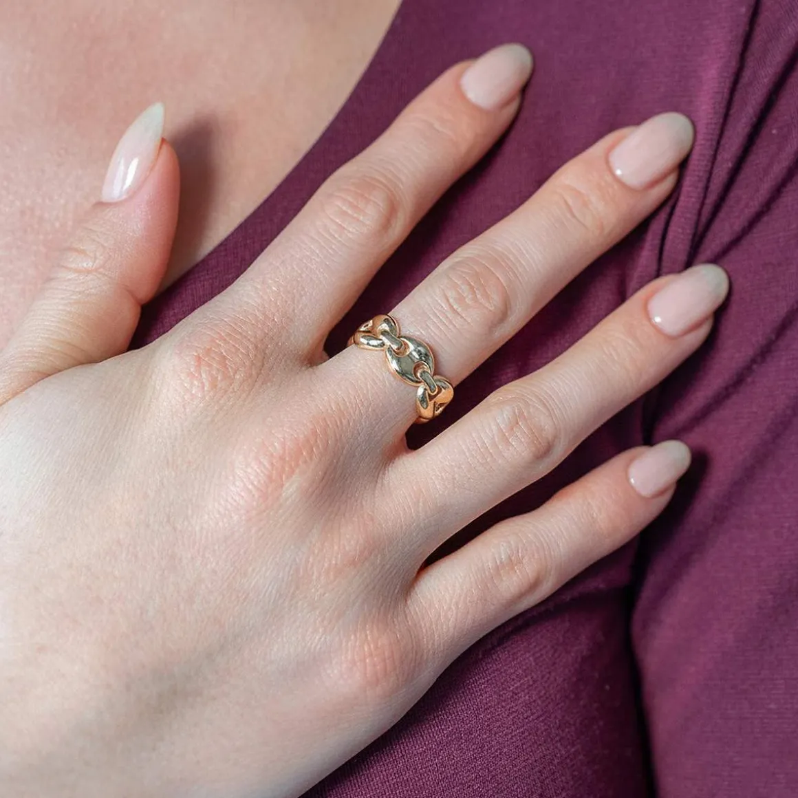 Bague or 375 jaune maille grain de café