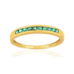 Bague or 375 jaune émeraudes