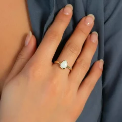Bague or 375 jaune opale