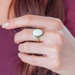 Bague or 375 jaune opale
