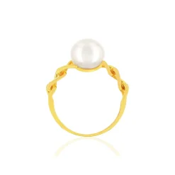 Bague or jaune 375 perle de culture de chine