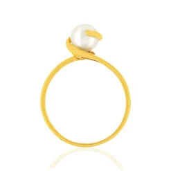Bague or jaune 375 perle de culture de chine