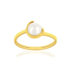 Bague or jaune 375 perle de culture de chine