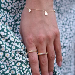 Bague or 375 jaune pierres fines