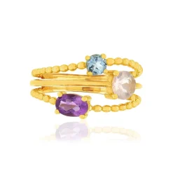 Bague or jaune 375 pierres fines