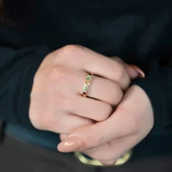 Bague or 375 jaune pierres fines
