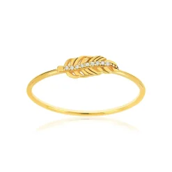 Bague or jaune 375 plume diamants