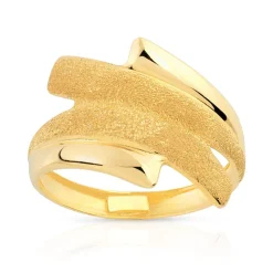 Bague or 750 jaune polie et granité