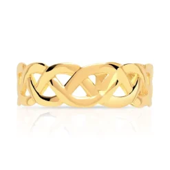 Bague or 750 jaune polie tressée