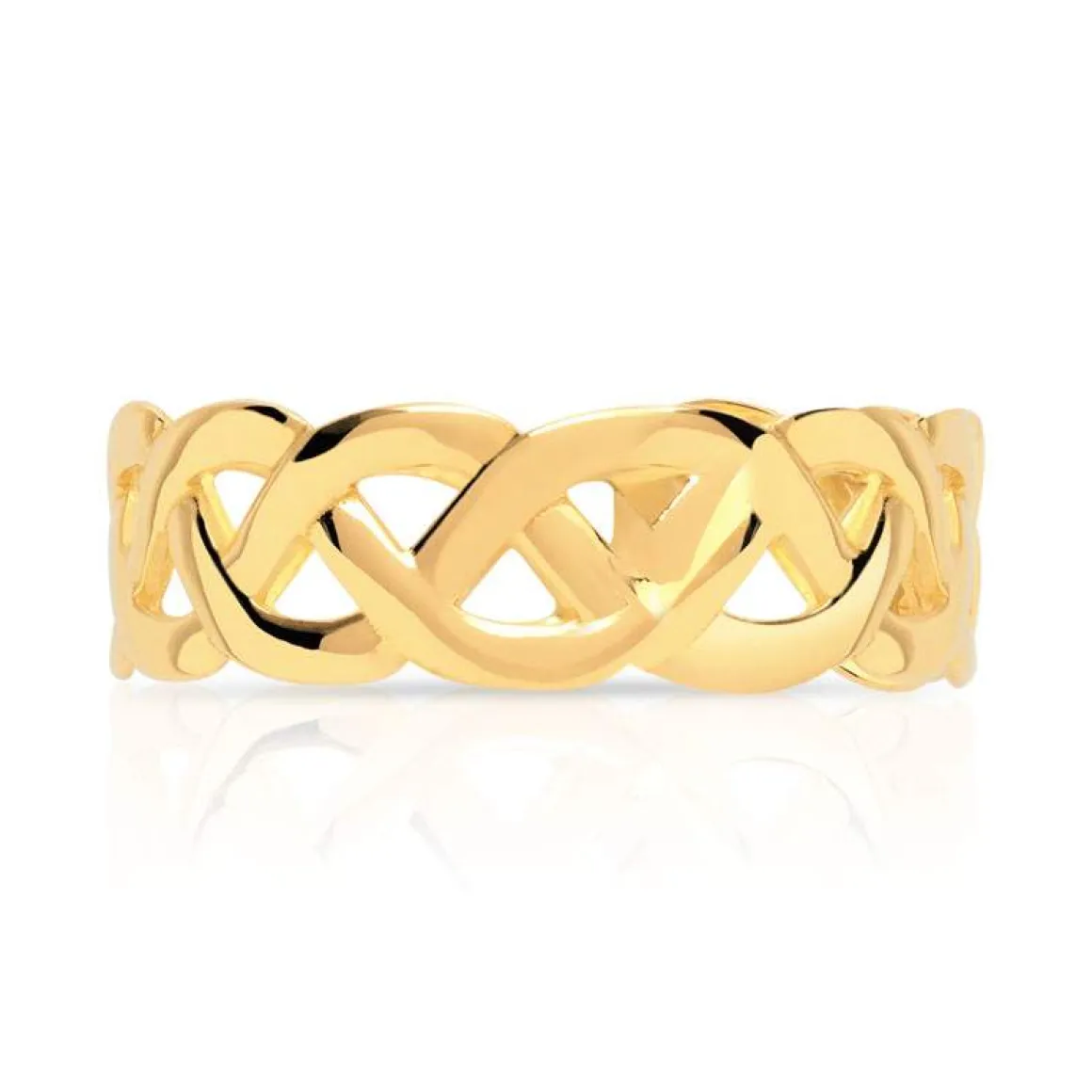 Bague or 750 jaune polie tressée
