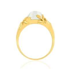 Bague or 375 jaune quartz vert