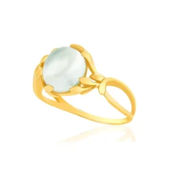 Bague or 375 jaune quartz vert