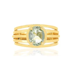Bague or jaune 375, 1 quartz vert 1,40 carat.