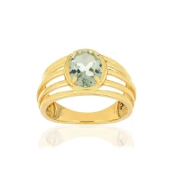 Bague or jaune 375, 1 quartz vert 1,40 carat.