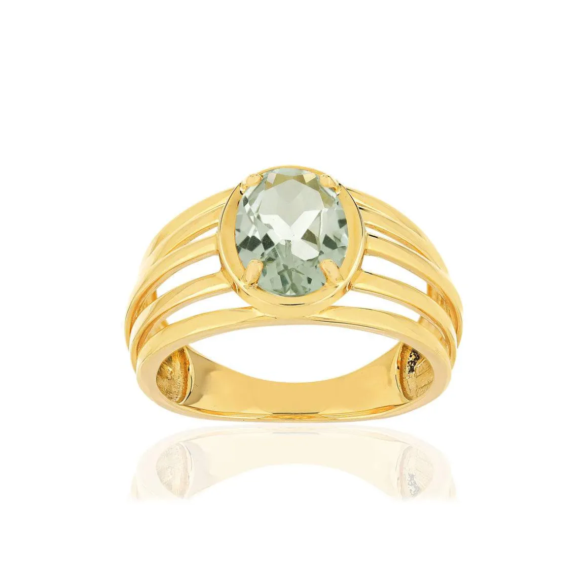 Bague or jaune 375, 1 quartz vert 1,40 carat.