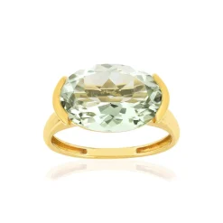 Bague or jaune 750, 1 quartz vert de 4,77 carats