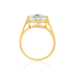 Bague or jaune 750, 1 quartz vert ovale de 5,40 carats.