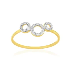 Bague or 375 jaune ronds diamants