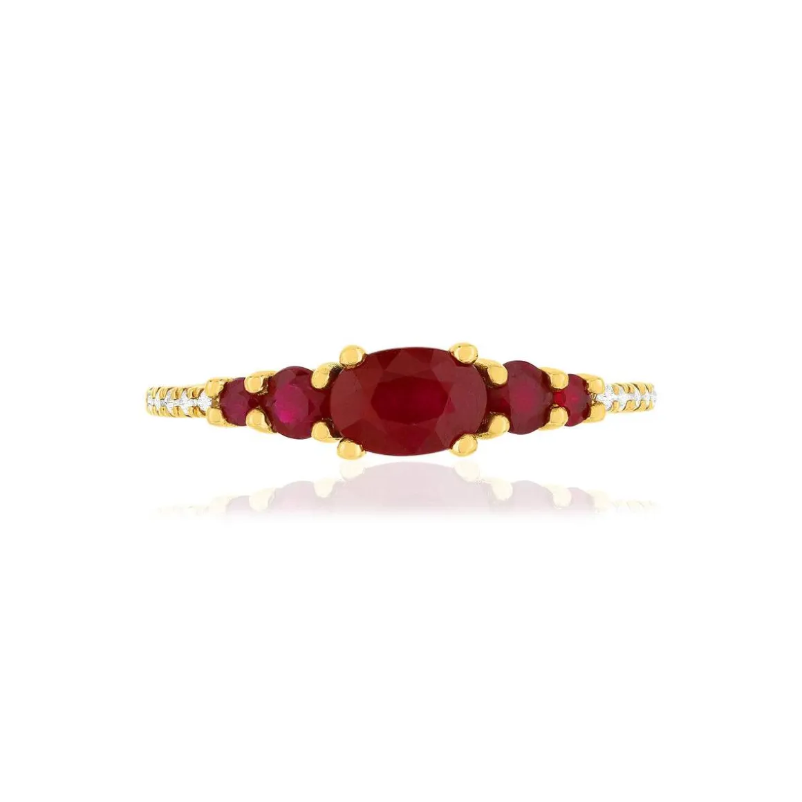 Bague or jaune 375 rubis diamants