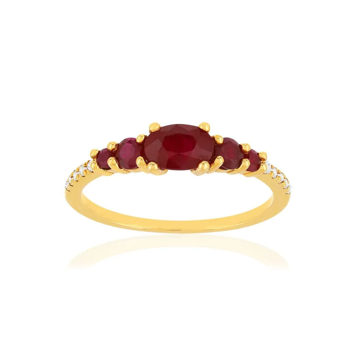 Bague or jaune 375 rubis diamants