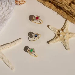 Bague or 375 jaune rubis et diamants