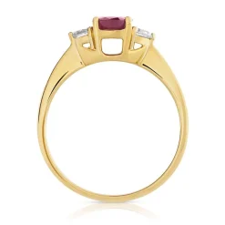 Bague or 750 jaune rubis et diamant