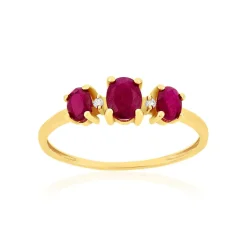 Bague or 375 jaune rubis et zirconias