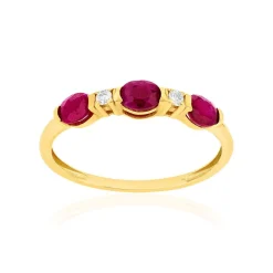 Bague or 375 jaune rubis zirconias