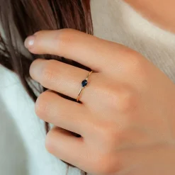 Bague or 375 jaune saphir et diamants