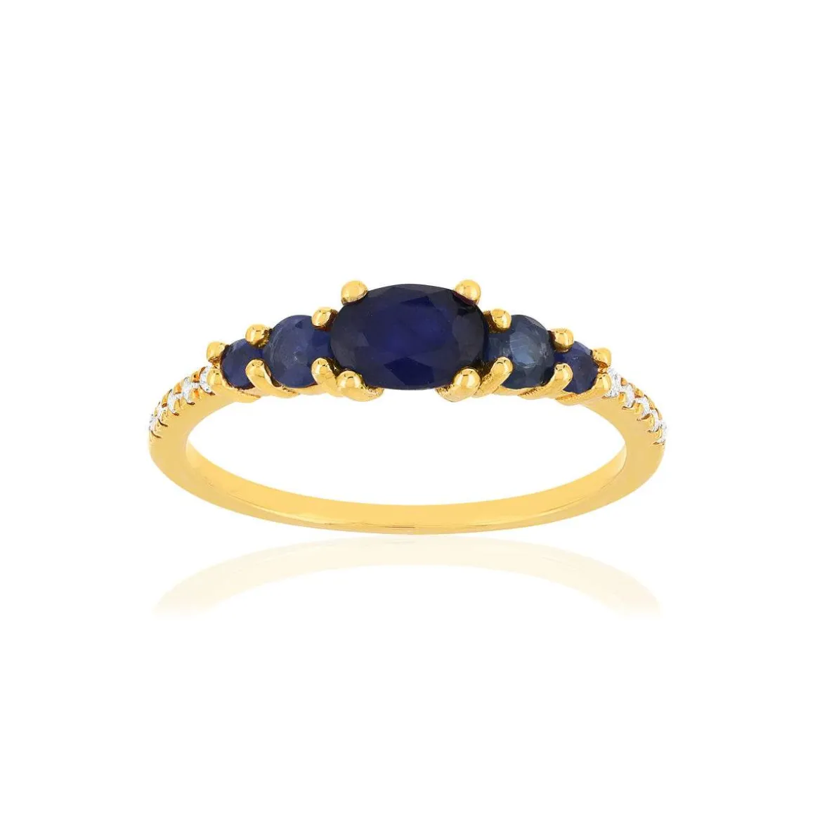 Bague or jaune 375 saphirs diamants