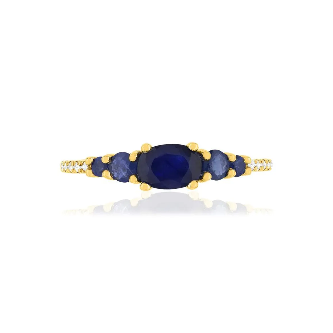 Bague or jaune 375 saphirs diamants