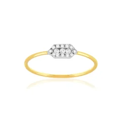 Bague or 375 jaune 2 tons jaune et rhodié zirconias blancs