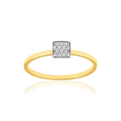 Bague or 375 jaune 2 tons jaune et rhodié zirconias blancs