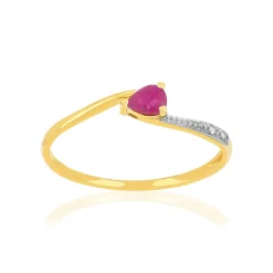 Bague or 375 jaune 2 tons rubis