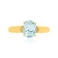 Bague or 375 jaune topaze bleue traitée