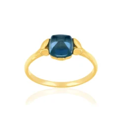 Bague or 375 jaune topaze bleue traitée