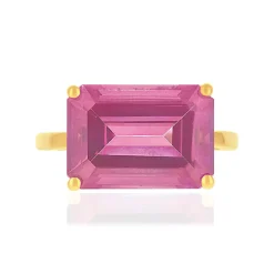 Bague or 750 jaune topazes traitées rose