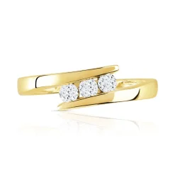 Bague or 750 jaune trilogie diamants