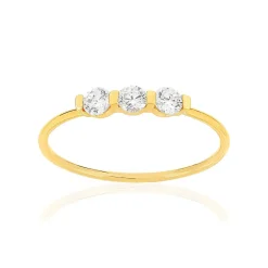 Bague or 375 jaune trio zirconias