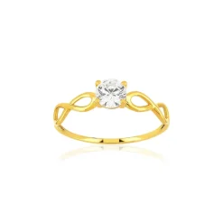 Bague or 375 jaune zirconia